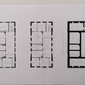 Empfangsgebäude - Grundrisse Sousterrain, II. Stock und Dachstock - 1863